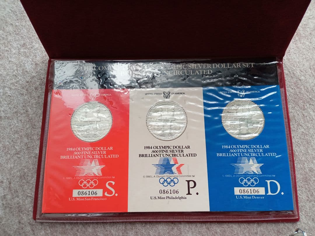 ロサンゼルスオリンピック 1ドル銀貨 1984年五輪記念銀貨 3枚セット 未使用