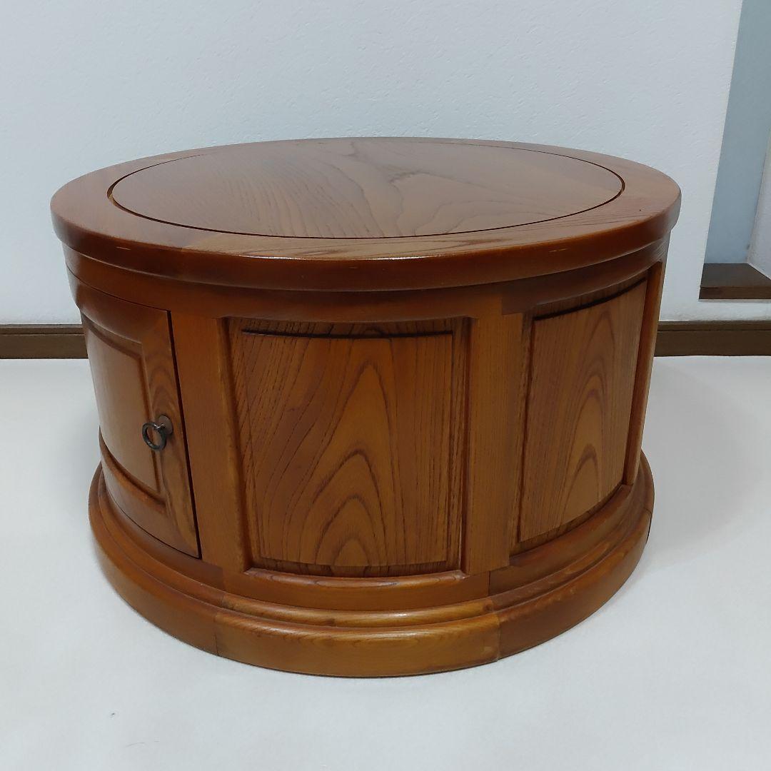 民芸調　天然木　﨔　　 ローテーブル　座卓　ちゃぶ台　 ラウンドテーブル