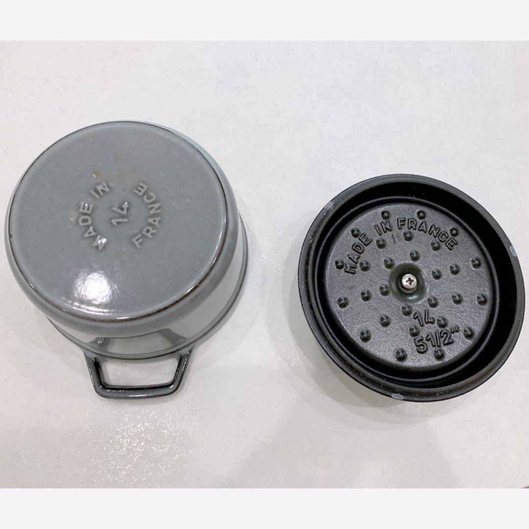 ル・クルーゼ ストウブ 14センチ ピコココット ラウンド グレー