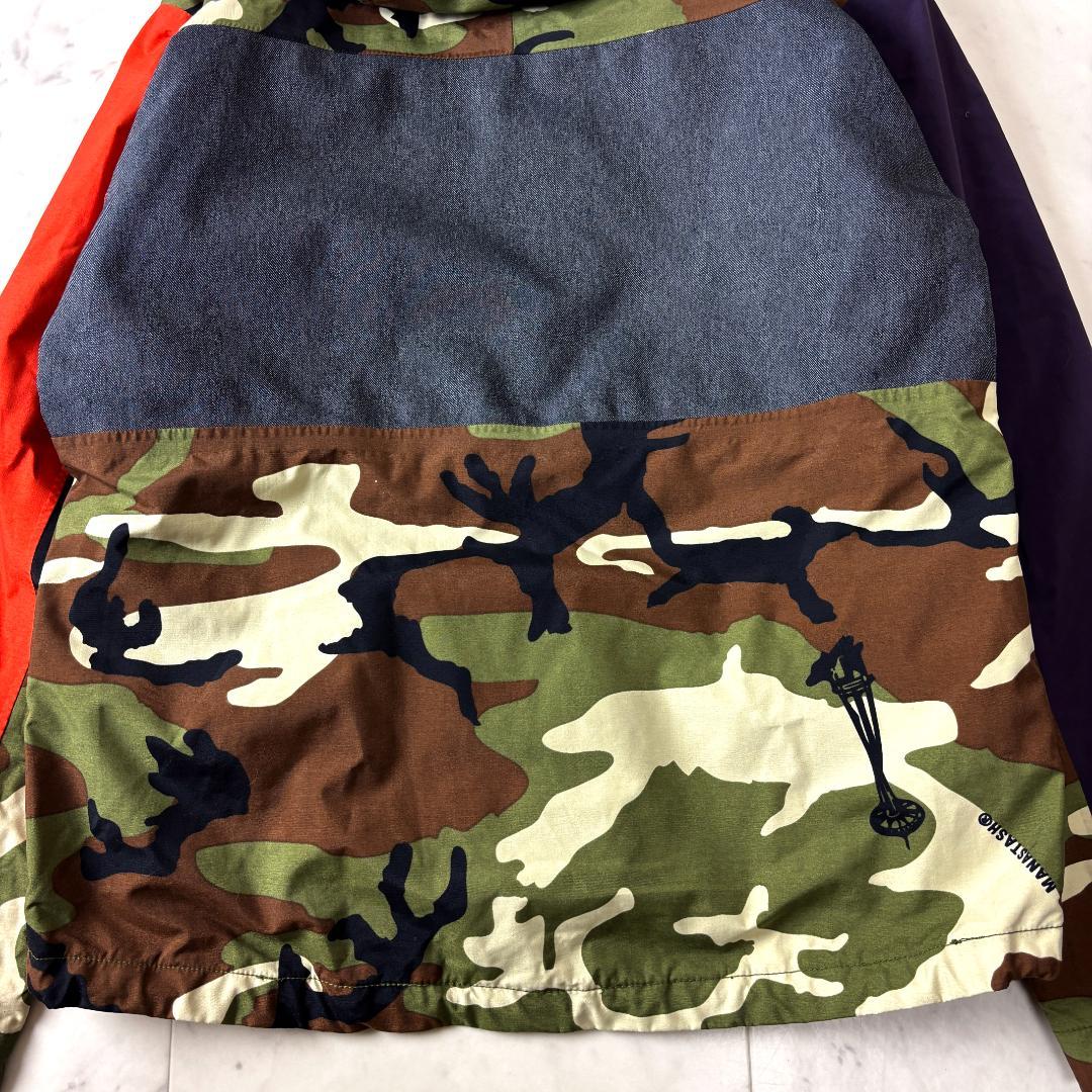 マナスタッシュ M スノーボードジャケット スキージャケット パッチワーク 迷彩