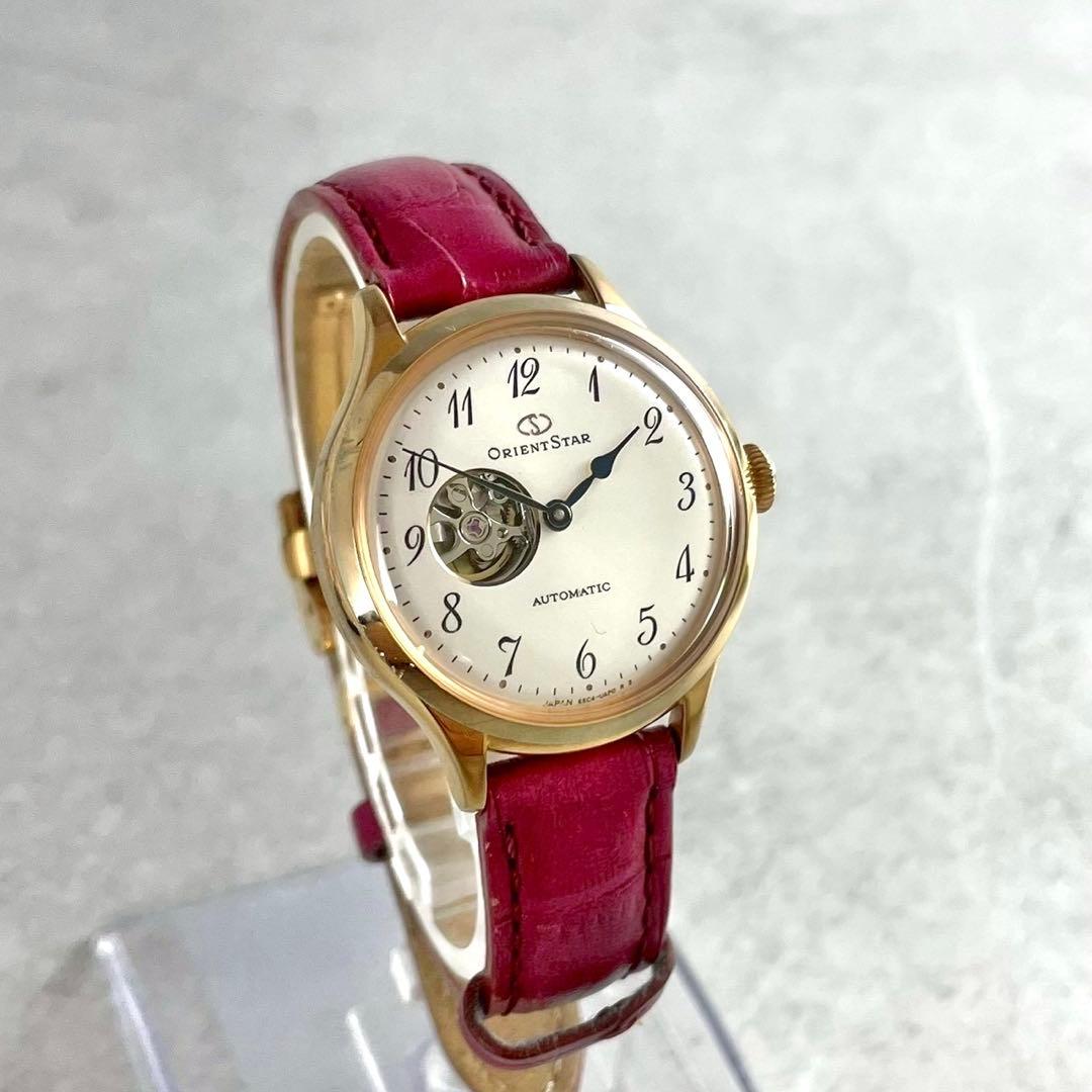 オリエントスター 自動巻き 腕時計 レディース オープンハート 裏スケ
