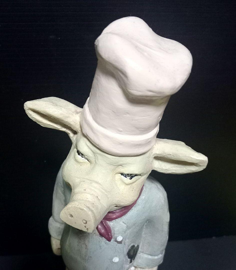 レア 30cm 大きなフレンチシェフピッグ アンティーク雑貨ヴィンテージオブジェ