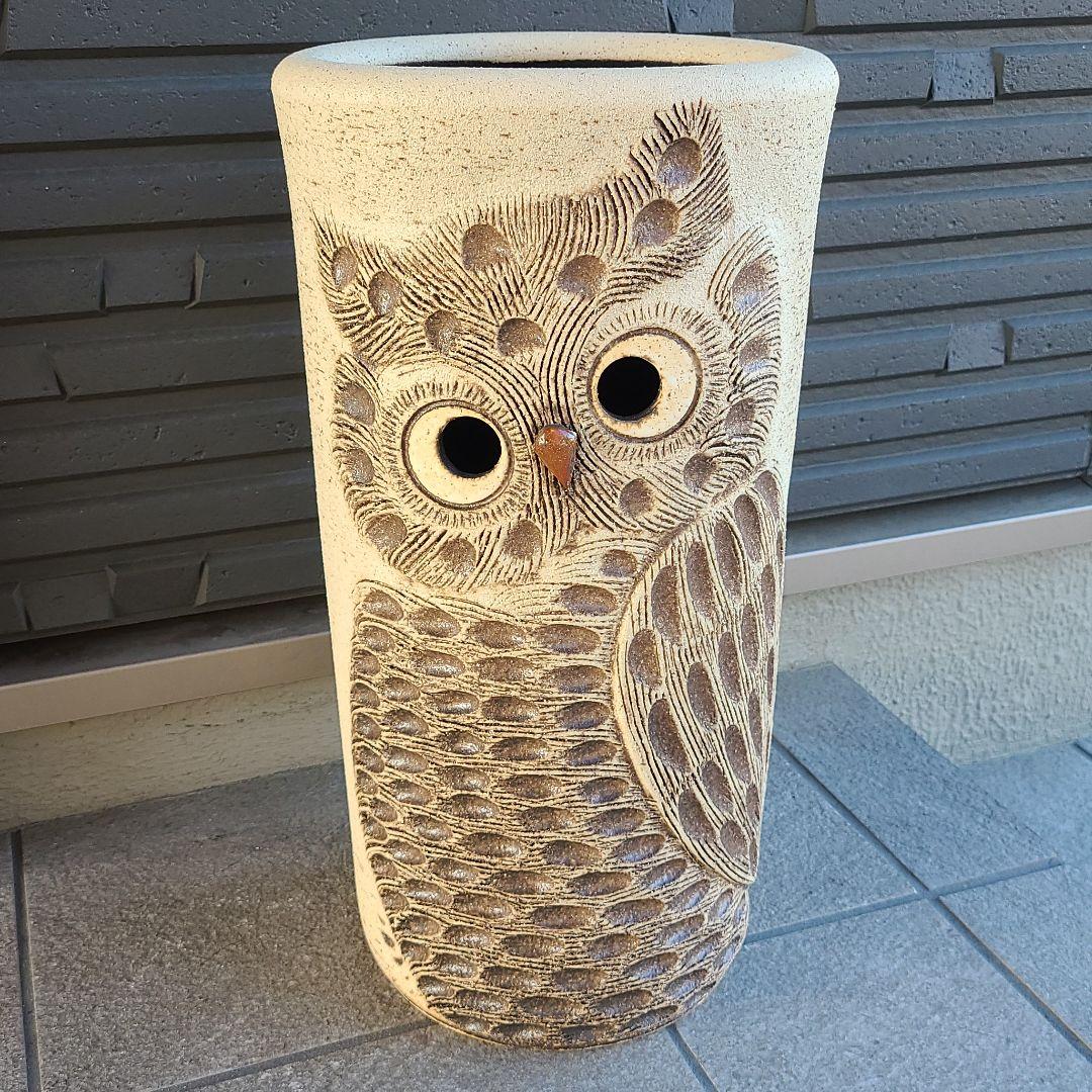 信楽焼傘立て  ふくろう  高さ４７cm