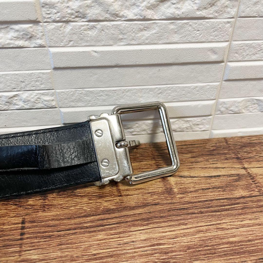 ルイヴィトン ダミエ レザー サンチュール ベルト シルバー金具 ブラック.