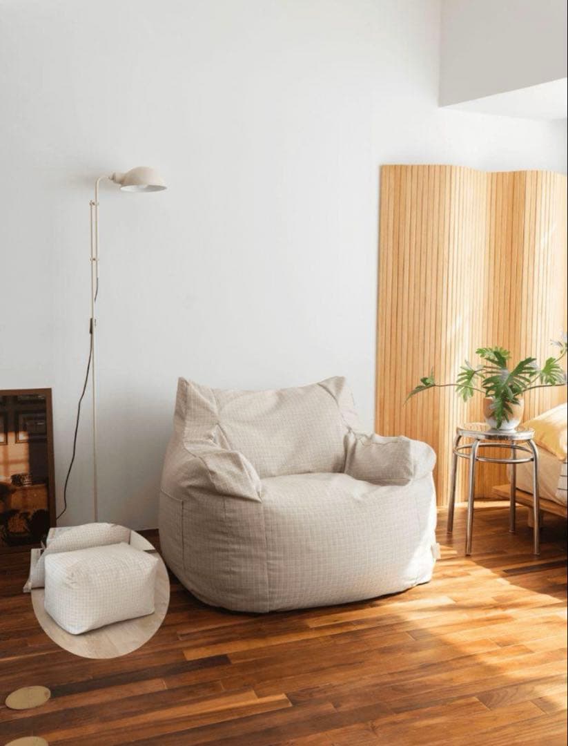 【引越し処分】LOOSY1人掛けビーズソファ+オットマン