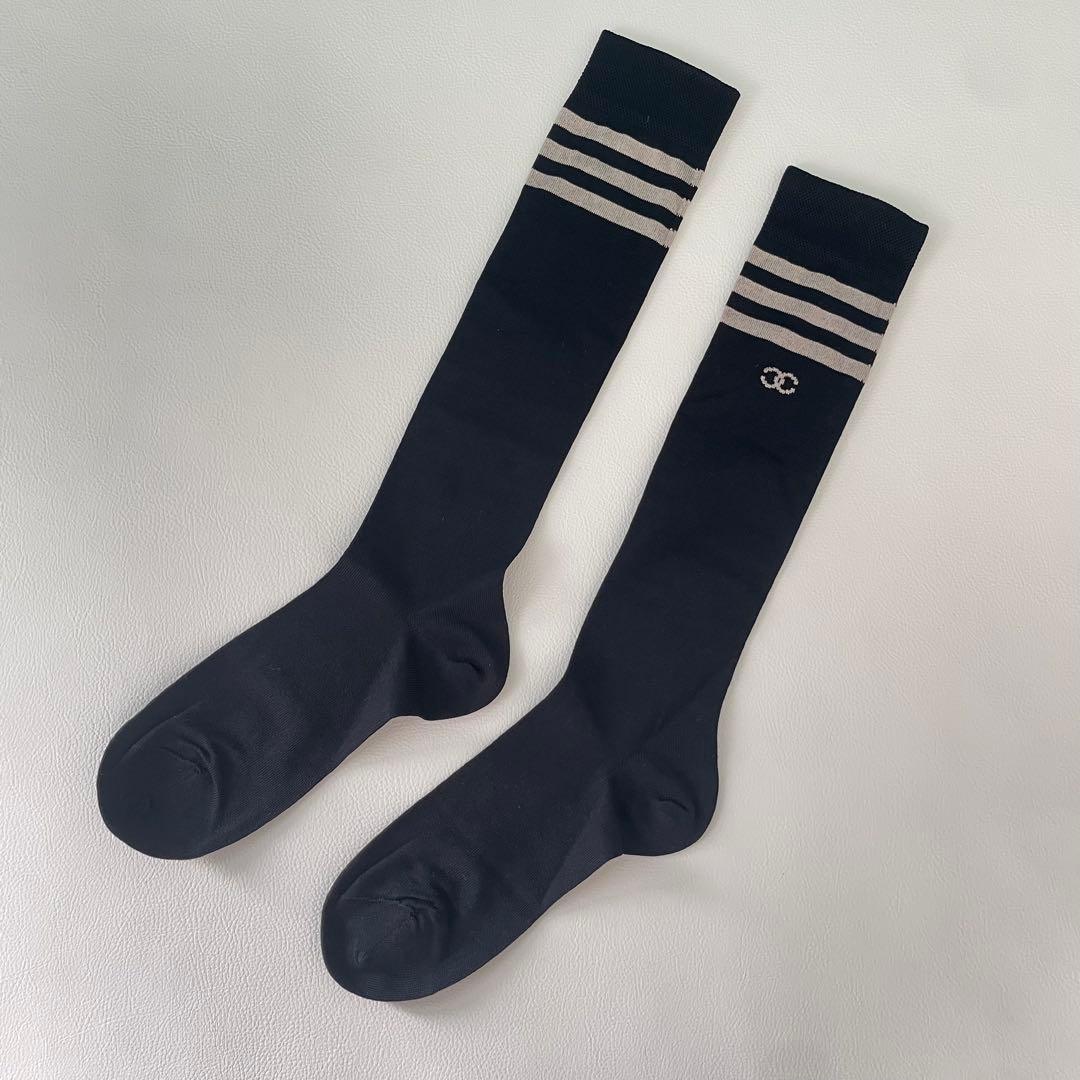 激レア 入手困難 未使用 シャネル ココマーク ハイソックス 靴下 ブラック黒