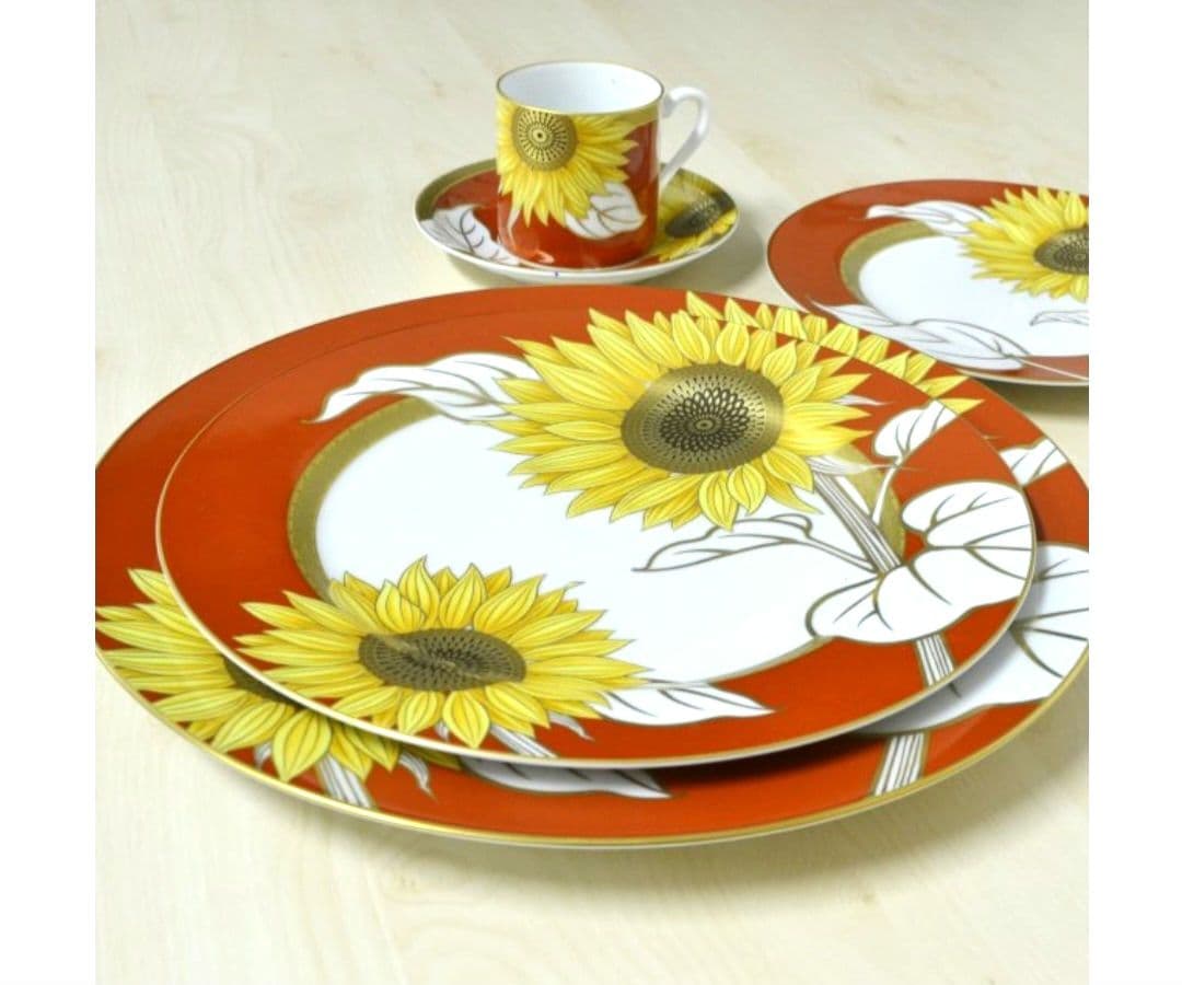 【新品未使用品】香蘭社　ひまわり　ディナー皿　大皿　プレート皿　金彩