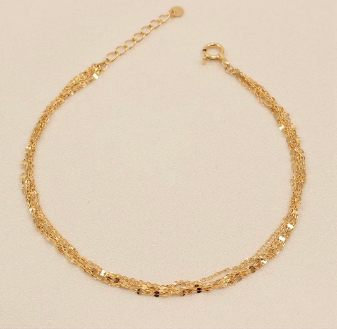 新品 高品質 日本製 18金 K18 5連 ブレスレット 長さ調整 アジャスター