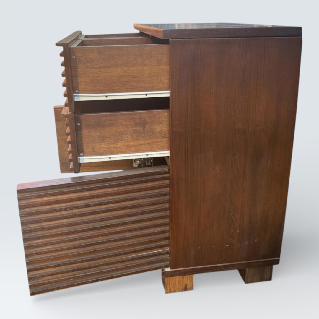 ルーバーキャビネット 幅85cm 木製 リビングボード 隠せる収納