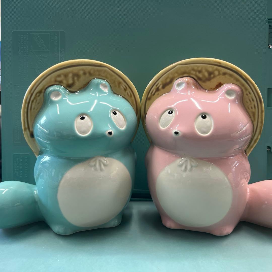 最終価格【ぼんやり子だぬき】手乗りサイズ ヒダカナオト　陶器　水色