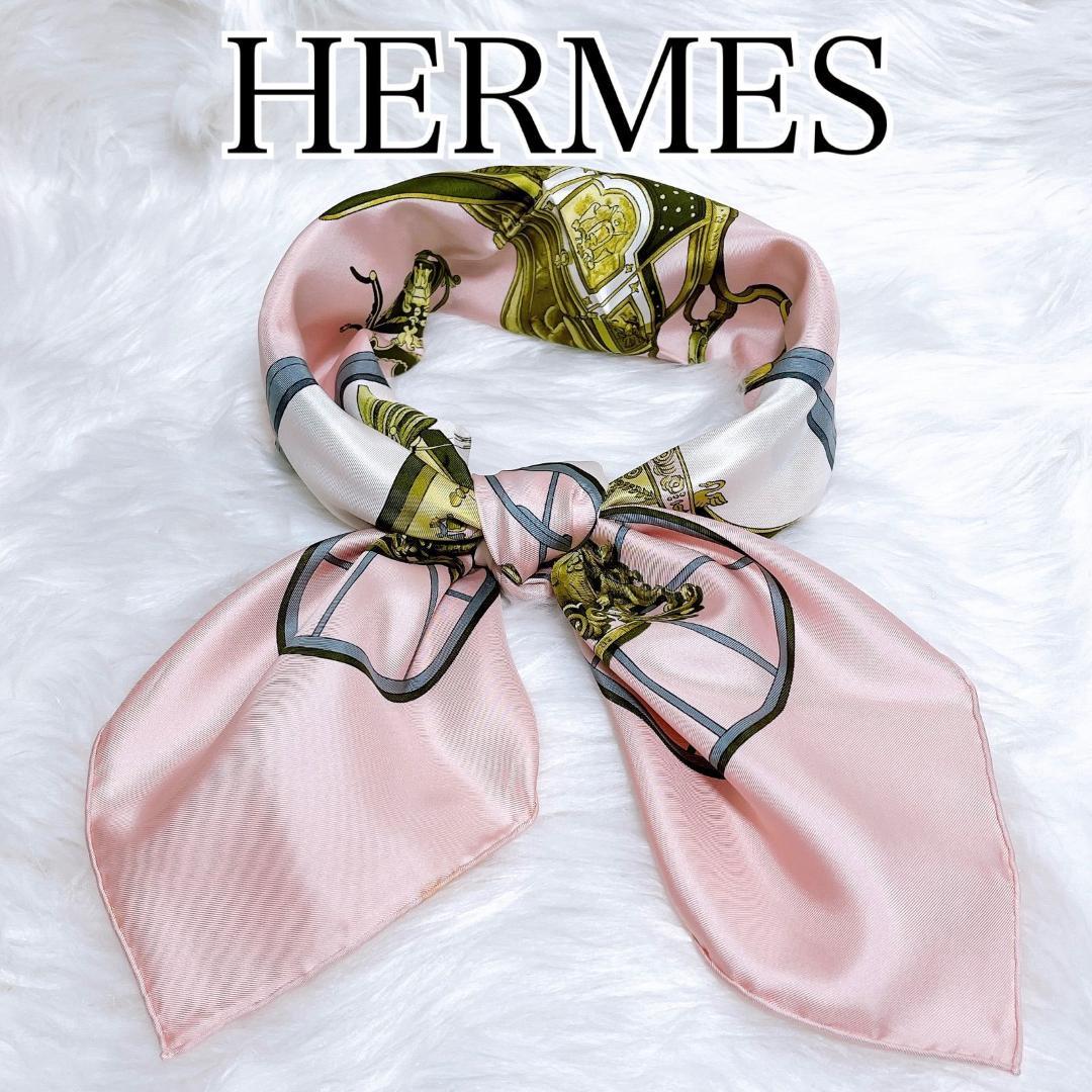 エルメス カレ90 スプリングス シルク100% ピンク　マルチカラー スカーフ