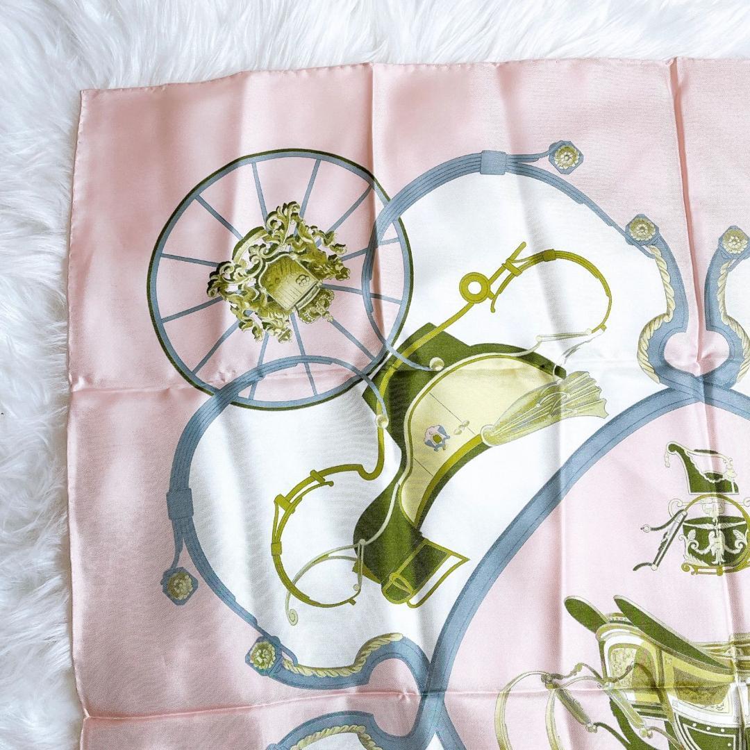 エルメス カレ90 スプリングス シルク100% ピンク　マルチカラー スカーフ