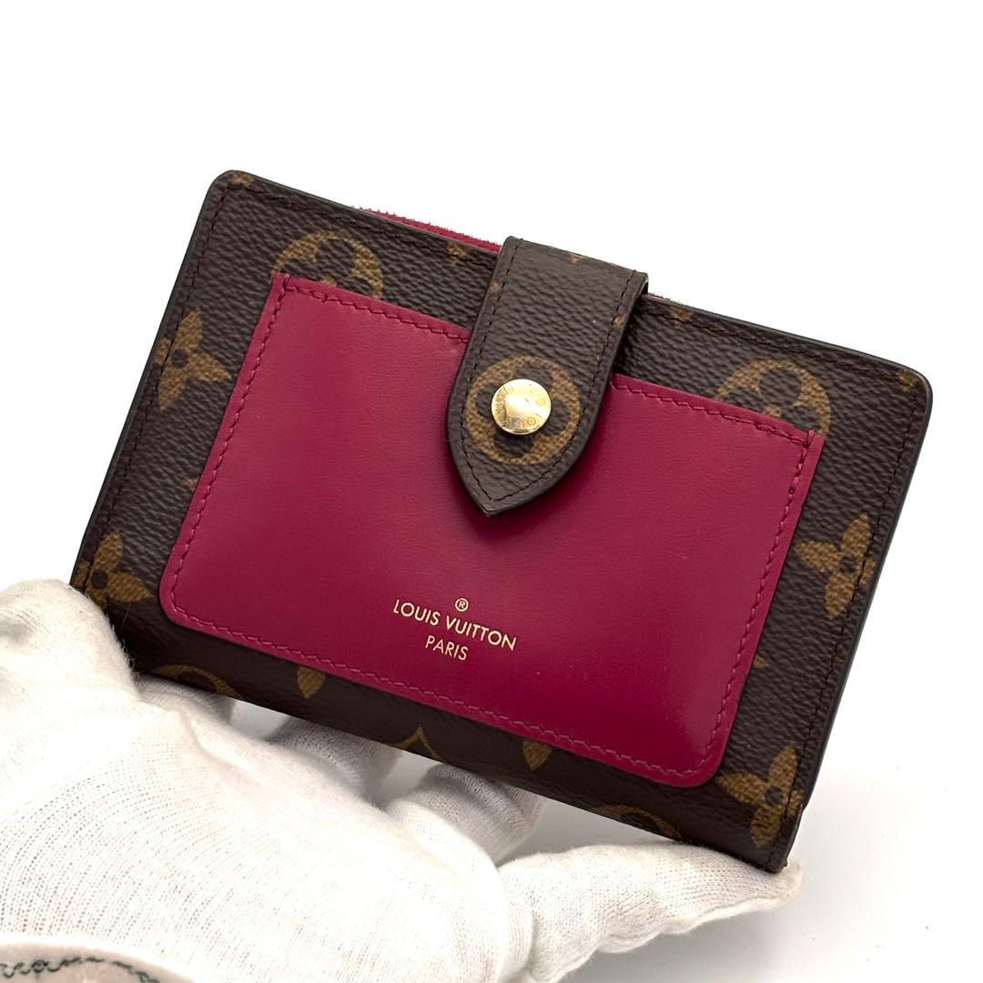 ルイヴィトン モノグラム ポルトフォイユ ジュリエット フューシャ 二つ折り財布