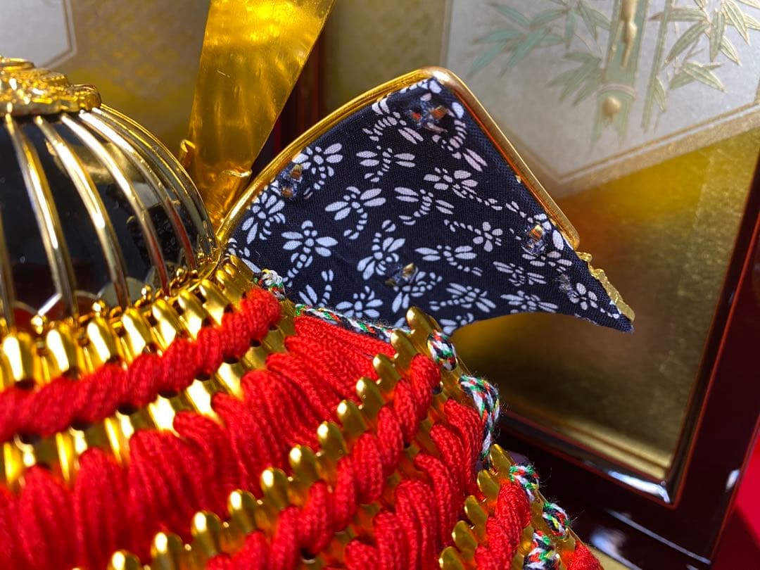 東京久月　五月人形　家紋付き兜飾り収納セット