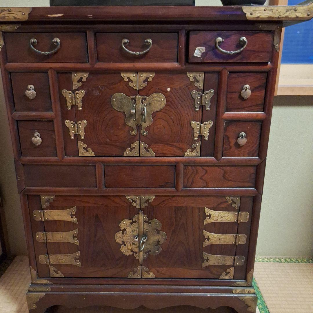 和風木製箪笥 金属金具付き