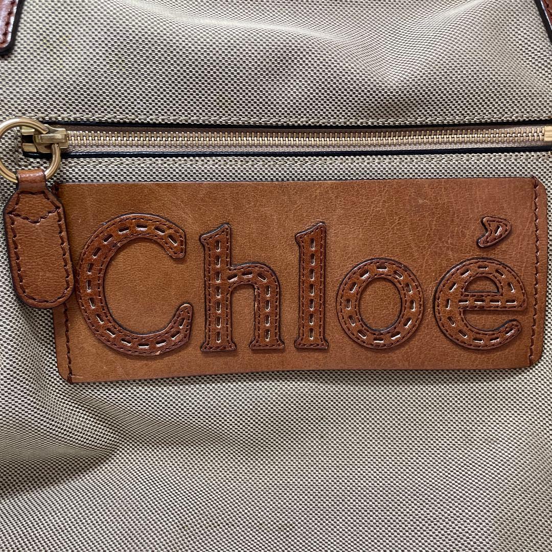 Chloé クロエ ボストンバッグ トート ロゴバッグ キャンバス Chole