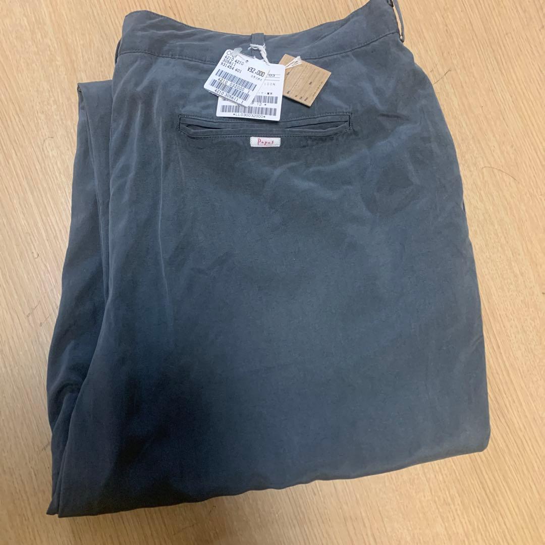 Papás グレー パンツ 綿100%
