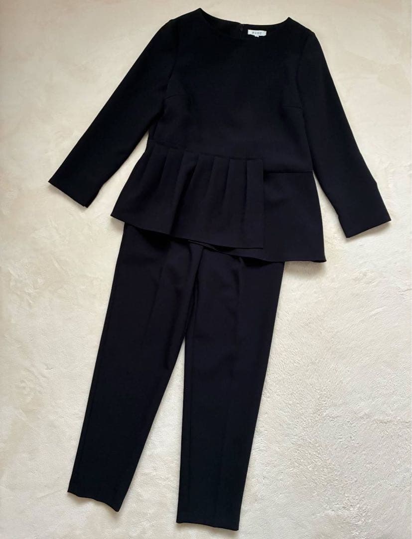 PLST セットアップ　ティアードブラウス　パンツ　ネイビー　卒業式　入学式