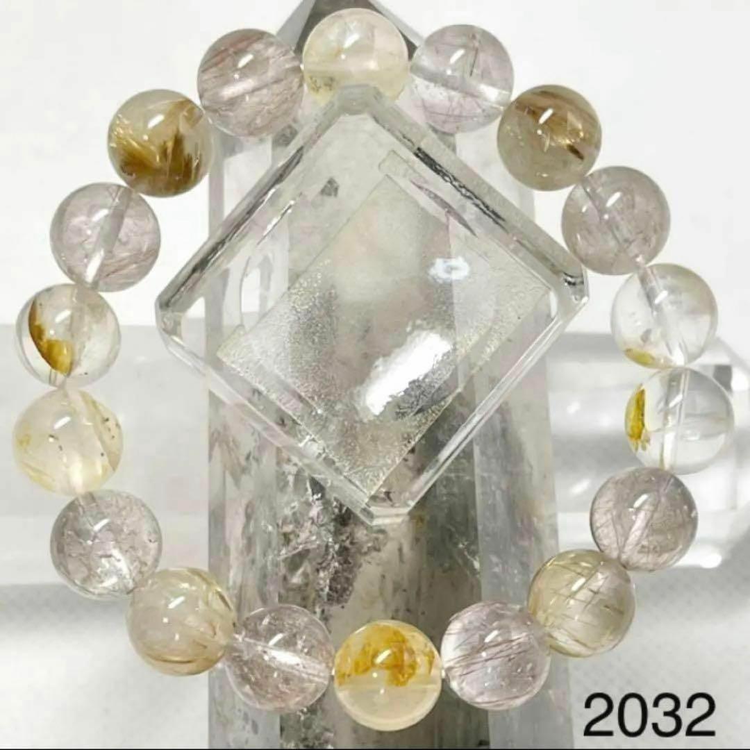 ライモナイト　ルチルクオーツ　パワーストーンブレスレット　内径約15cm