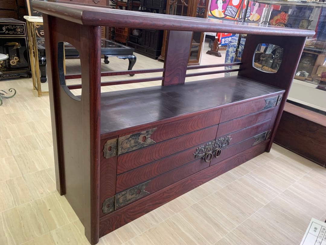 木製伝統的日本棚、3引き出し付き