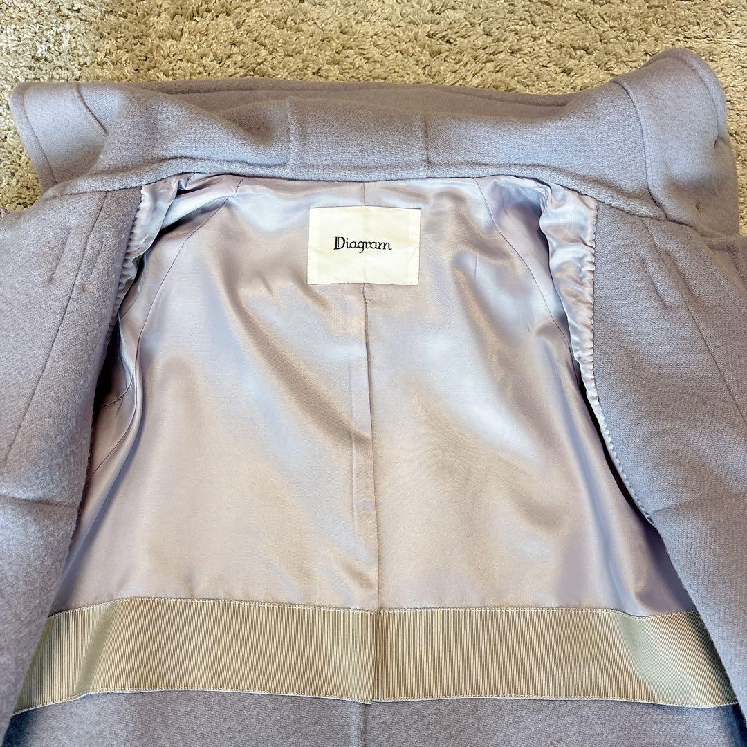 ダイアグラム　ゴールド金具ロングダッフルコート　ラベンダー３６リバー仕立て