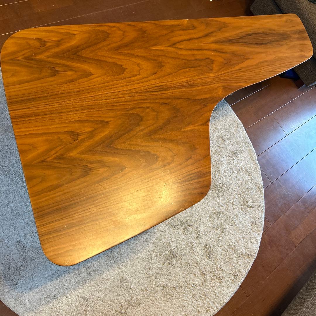 ローテーブル　ウォールナット突板　L字