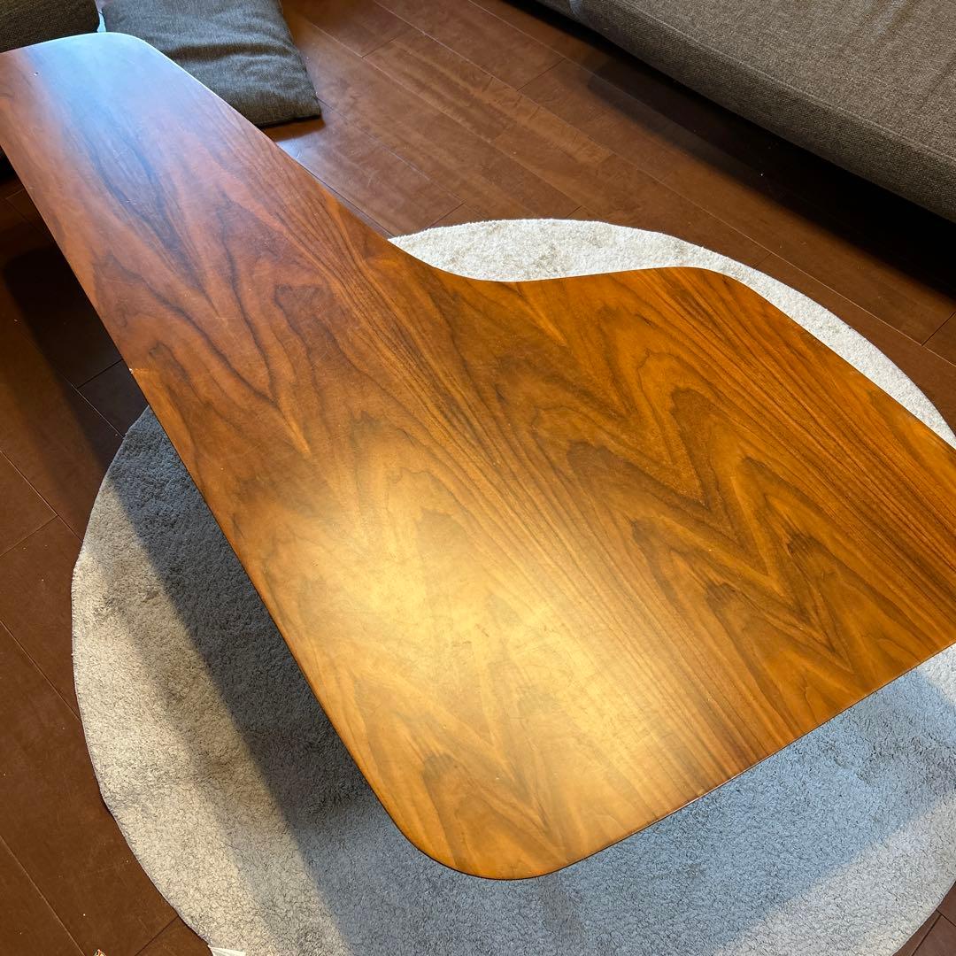 ローテーブル　ウォールナット突板　L字