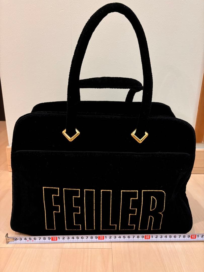 美品 フェイラー FEILER ハンドバッグ ボストンロゴ シェニール織 大容量