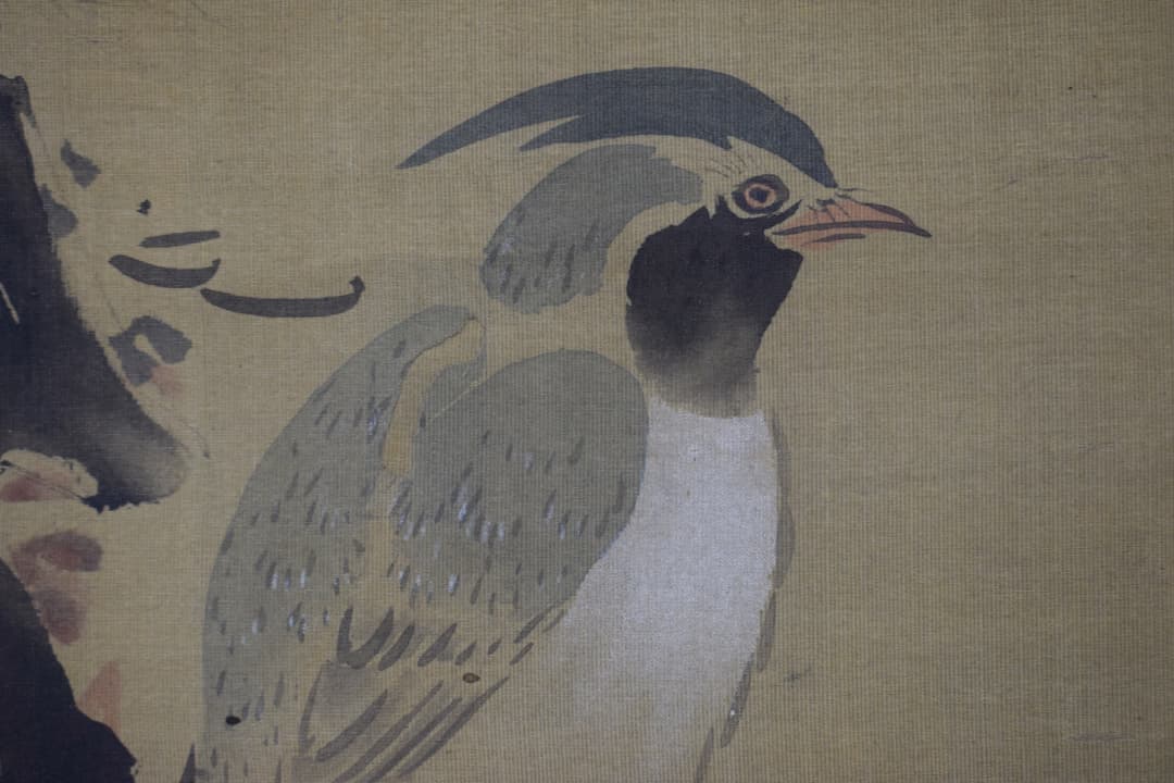 【真作】谷文晁/写山楼/老松寿帯鳥図/尾長鳥図/掛軸☆宝船☆Y-342　JM