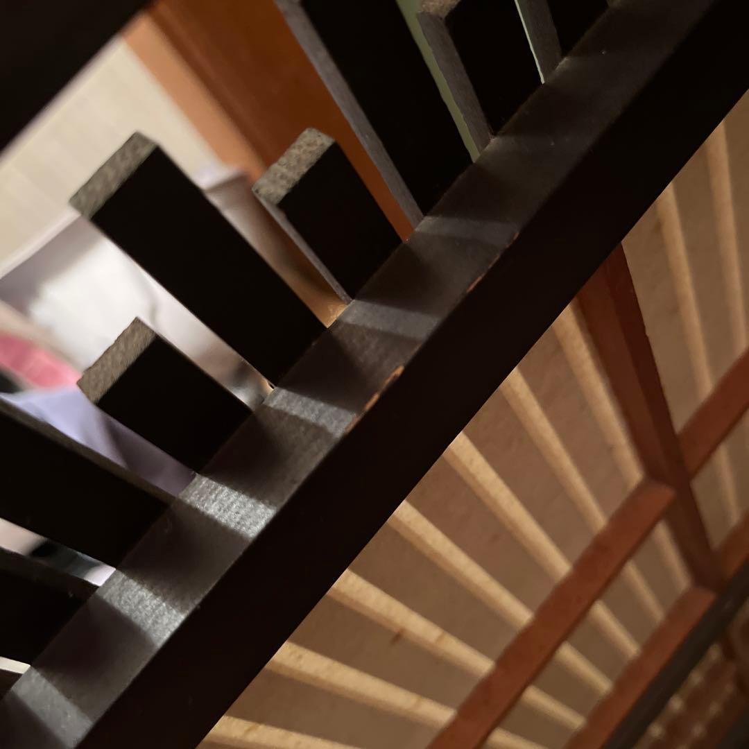 天然木ついたて　間仕切り　衝立和風パーテーション　ヴィンテージ家具　裏障子付き