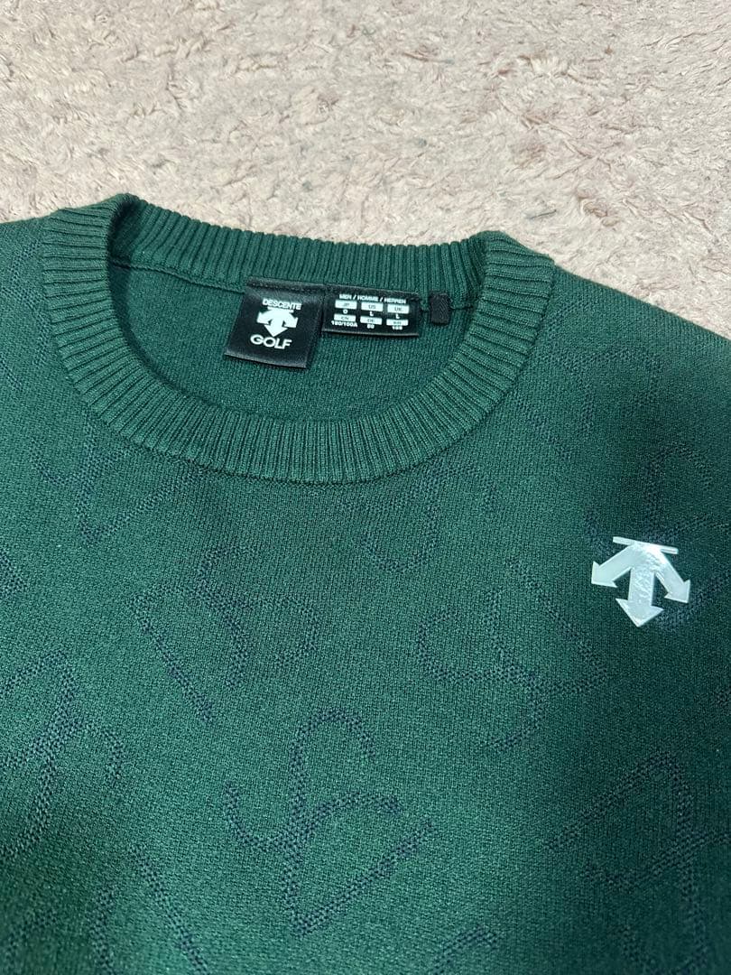 デサントゴルフ　クルーネックジャカードセーター　サイズo グリーン