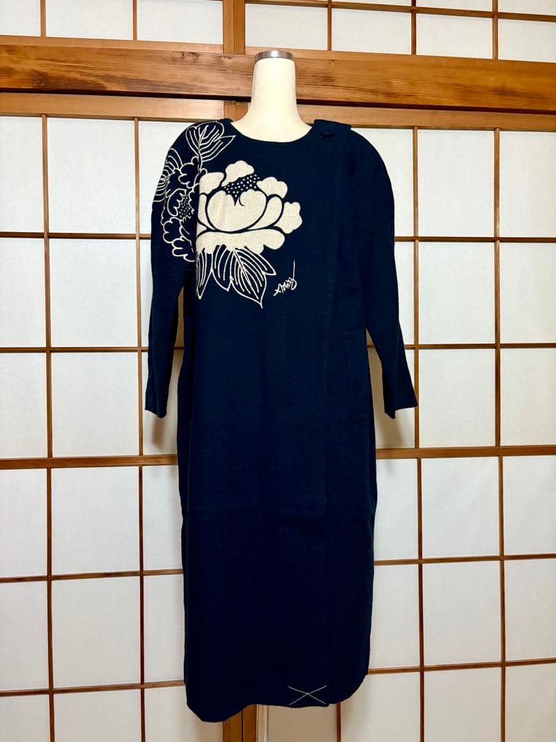 【美品】坂東京子 藍染め Lサイズ ワンピース