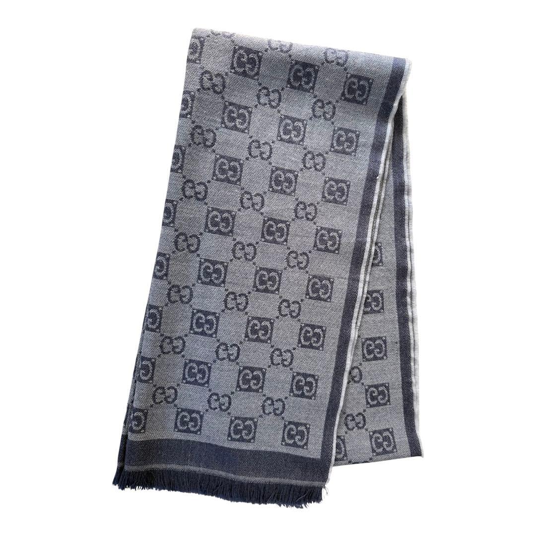 希少！GUCCI GGパターン マフラー ブルー　グッチ