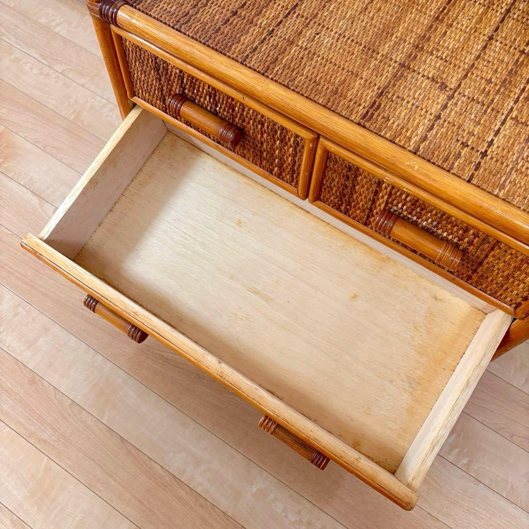 昭和レトロ ラタンチェスト 4段5杯 籐家具 アジアン家具