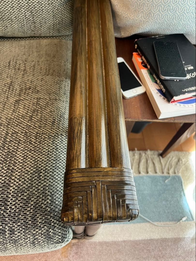 KAZAMA グレー布製2人掛けソファ