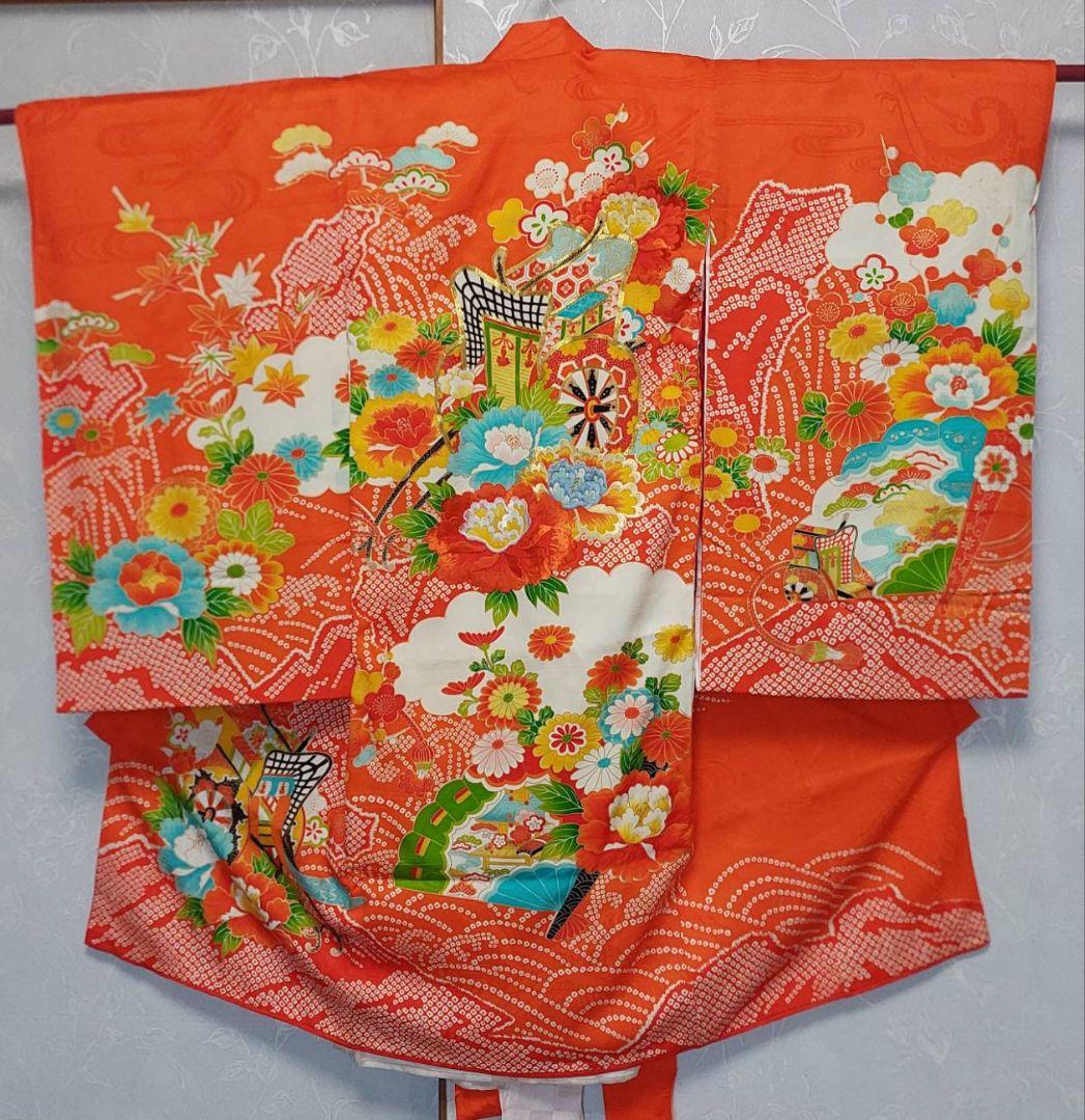 NK101アンティーク子供着物正絹長襦袢付き着丈95センチ裄丈47センチ非常綺麗