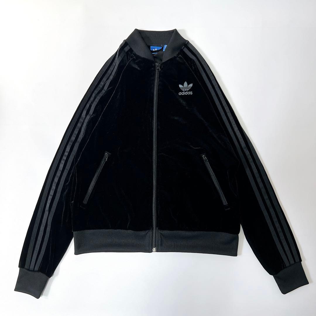 《美品》アディダス トラックジャケット SST ベロア 黒×緑 2XOTサイズ