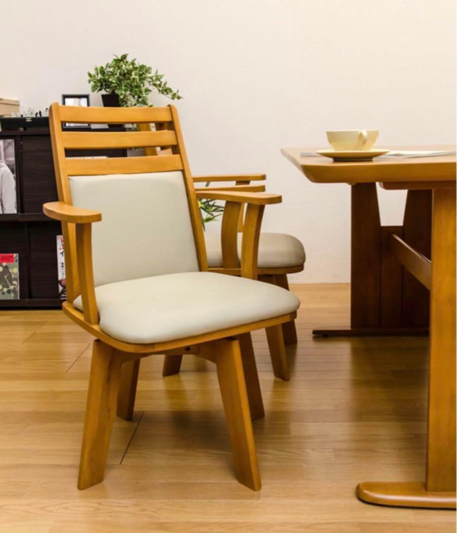 ★新品未使用★ 回転式 ダイニングチェア（ダークブラウン）（ライトブラウン）