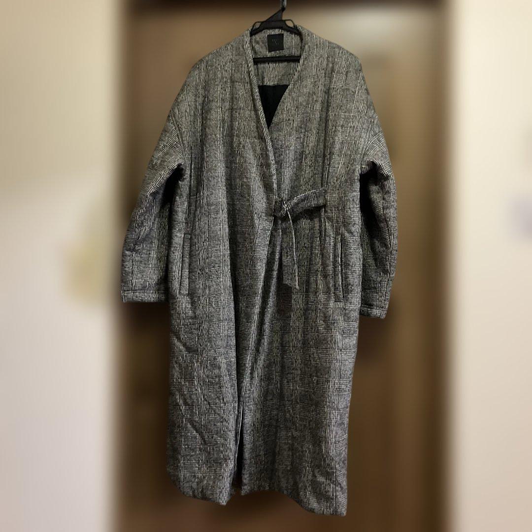 【値下】オオカミとフクロウ　tandey グレー系 チェック柄 ロングコート
