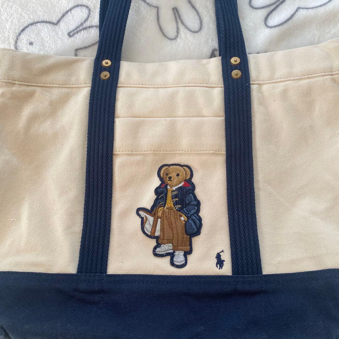 ラルフローレン ポロベア トートバッグ ベージュ ネイビー