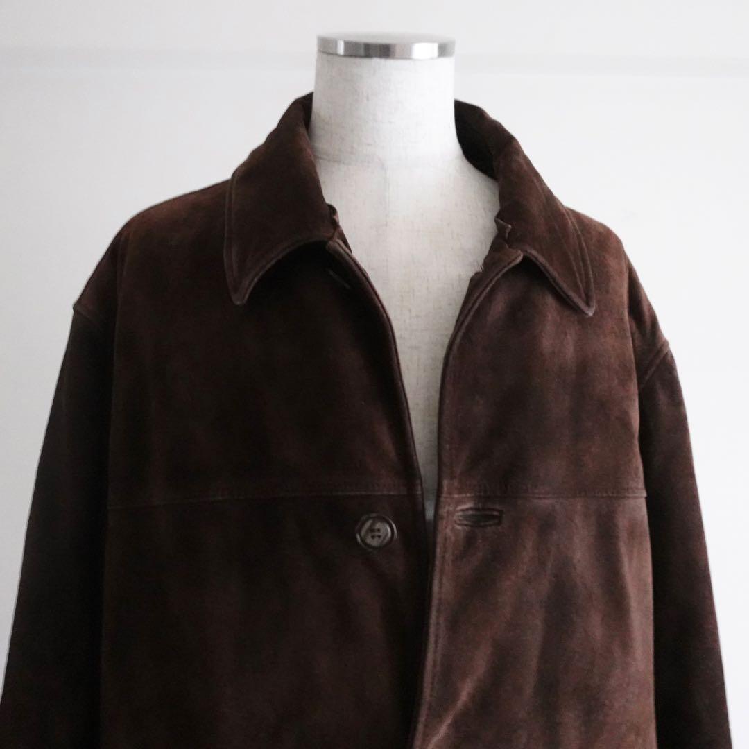 【イタリア製】1980s 90s Suede Leather Car Coat