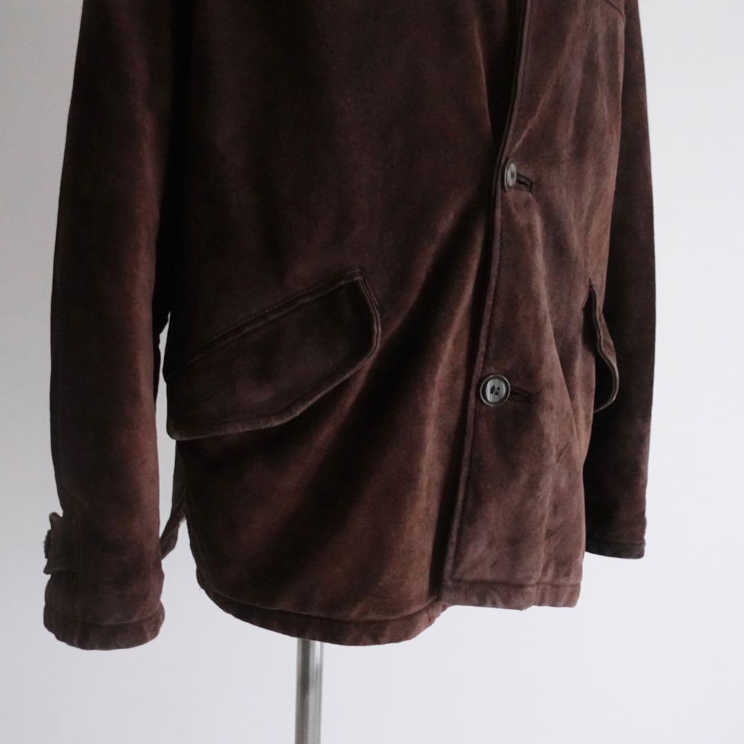 【イタリア製】1980s 90s Suede Leather Car Coat