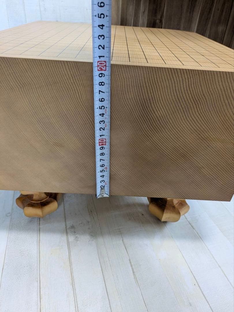 柾目 一枚板 碁盤 厚20.5cm 脚付き へそ付き 蓋付き