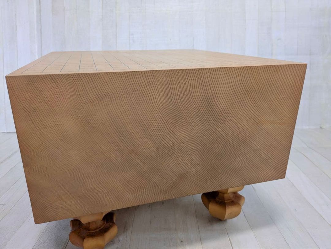 柾目 一枚板 碁盤 厚20.5cm 脚付き へそ付き 蓋付き