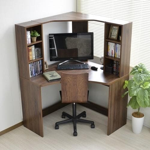 《新品・送料無料》パソコンデスク L字型 コーナー 机 ブラウン 北欧風
