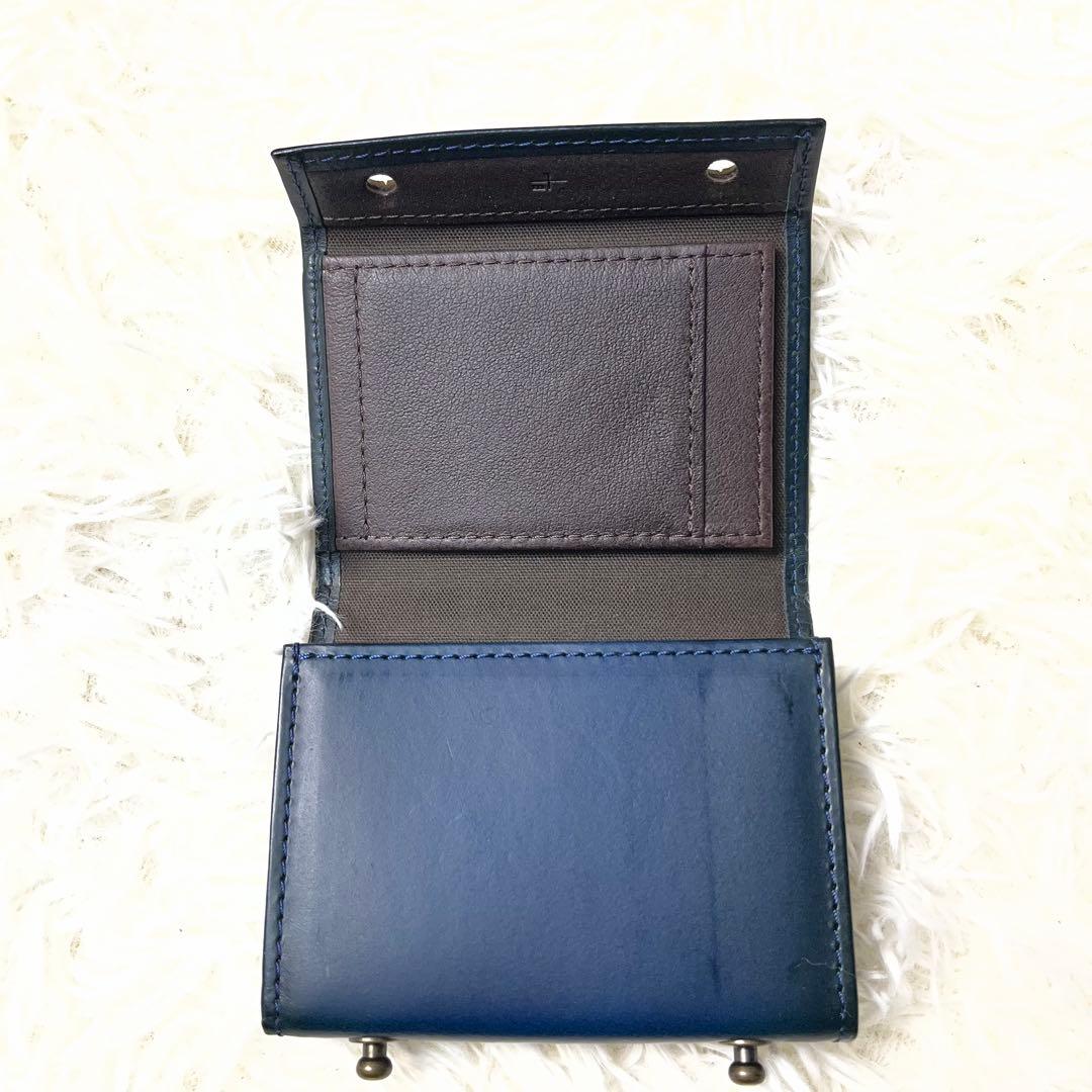 ｍ＋ ミッレフォッリエ IIP25 折り財布 本革 ダークネイビー