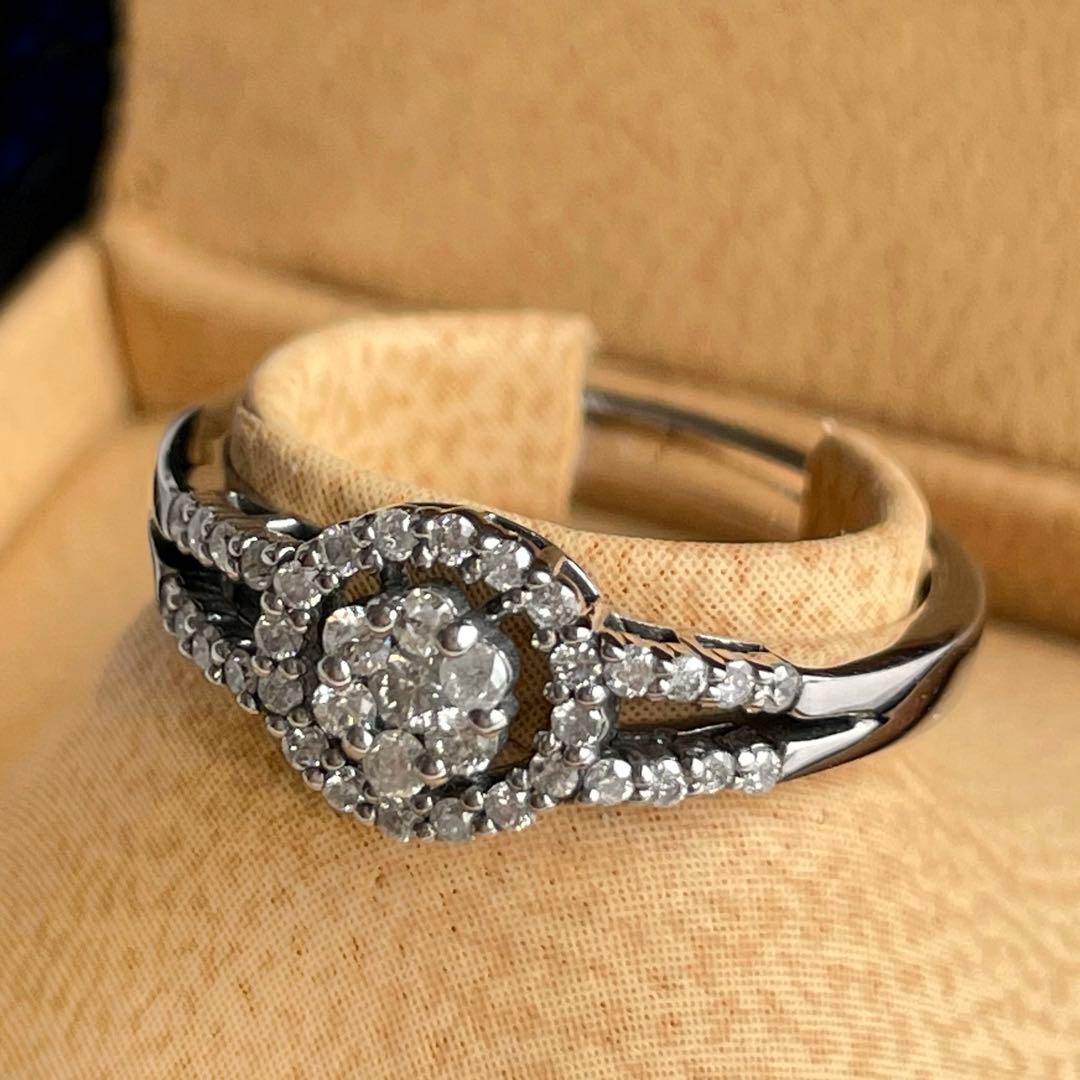 SV925 0.30刻印 フラワーデザイン シルバーリング 13号