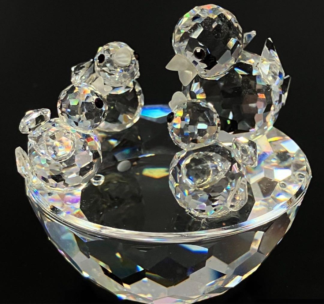 SWAROVSKI スワロフスキー鳥の巣親子置物オブジェ箱付きD-5557