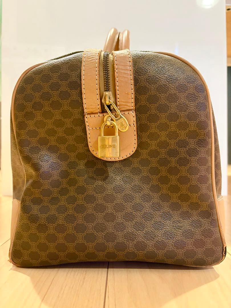 CELINE セリーヌ ボストンバッグ マカダム柄 オールドセリーヌ 鍵付き