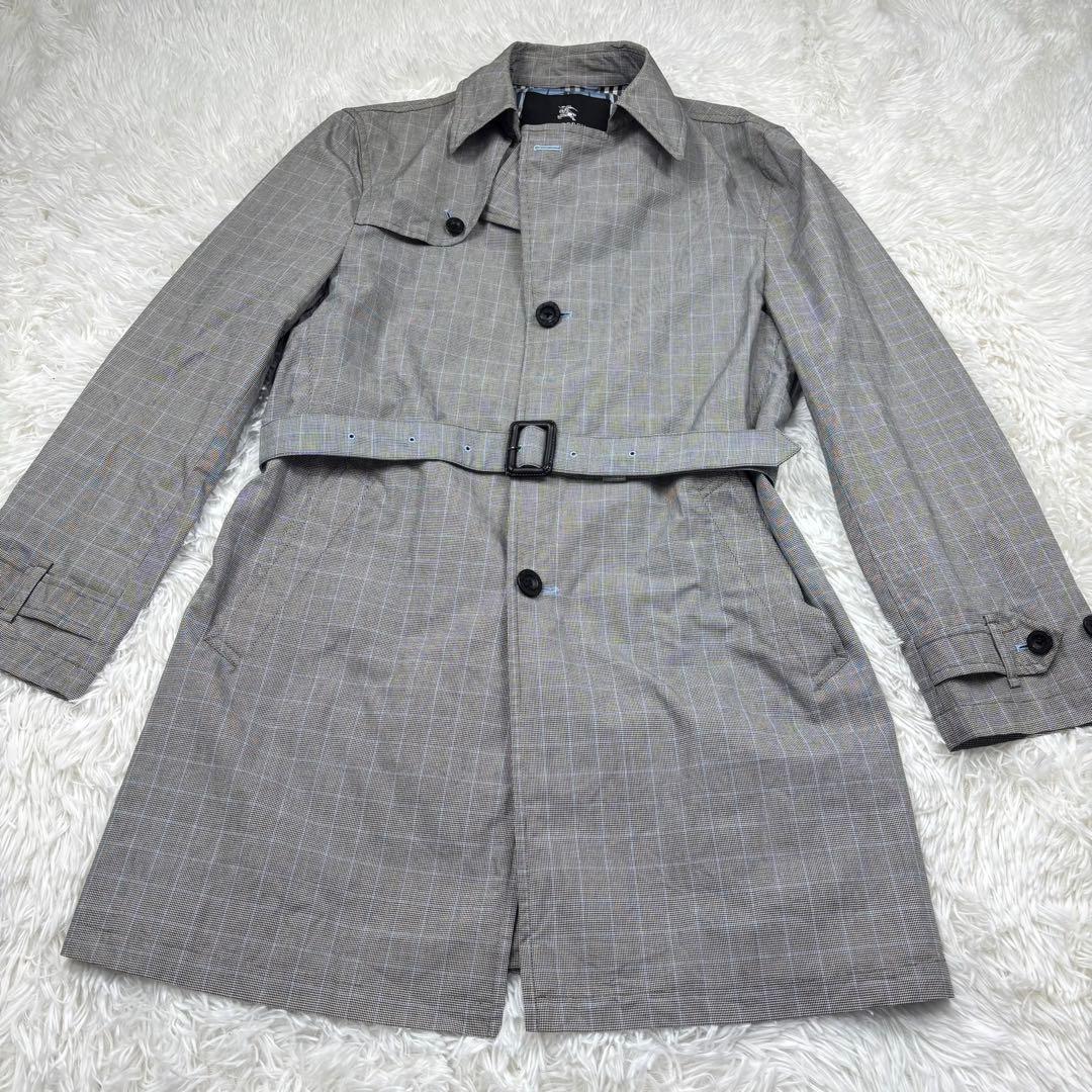 バーバリーブラックレーベル✨ノヴァチェックステンカラーコート グレー Lサイズ